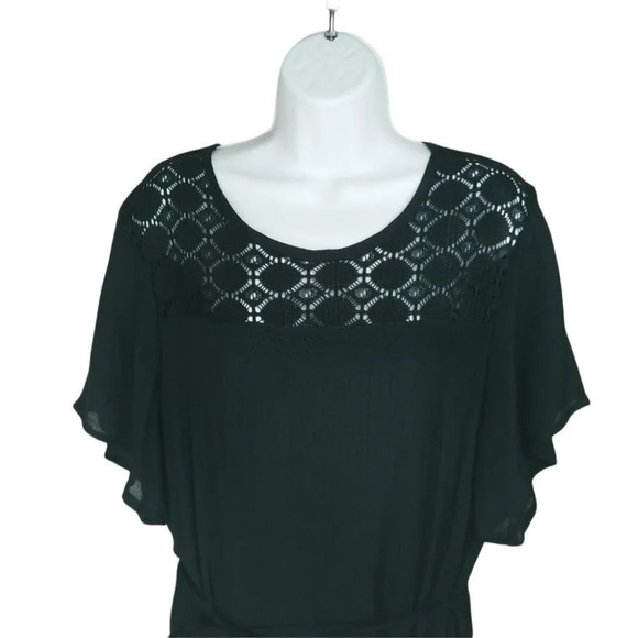 Claire France Maxi Black Dress with Lace and Matching Tie Up Belt 16 NWT - Picture 2 of 11